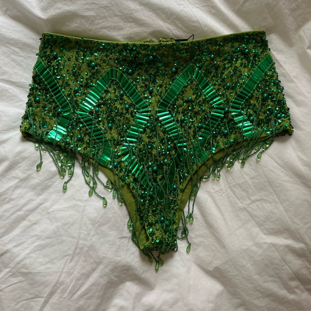 NastyGal Green Beaded Shorts